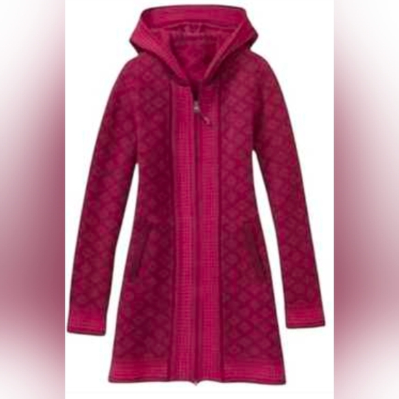 Athleta Jackets & Blazers - Athleta Wool Blend Red Zip Up Sweater with Nordic Design M